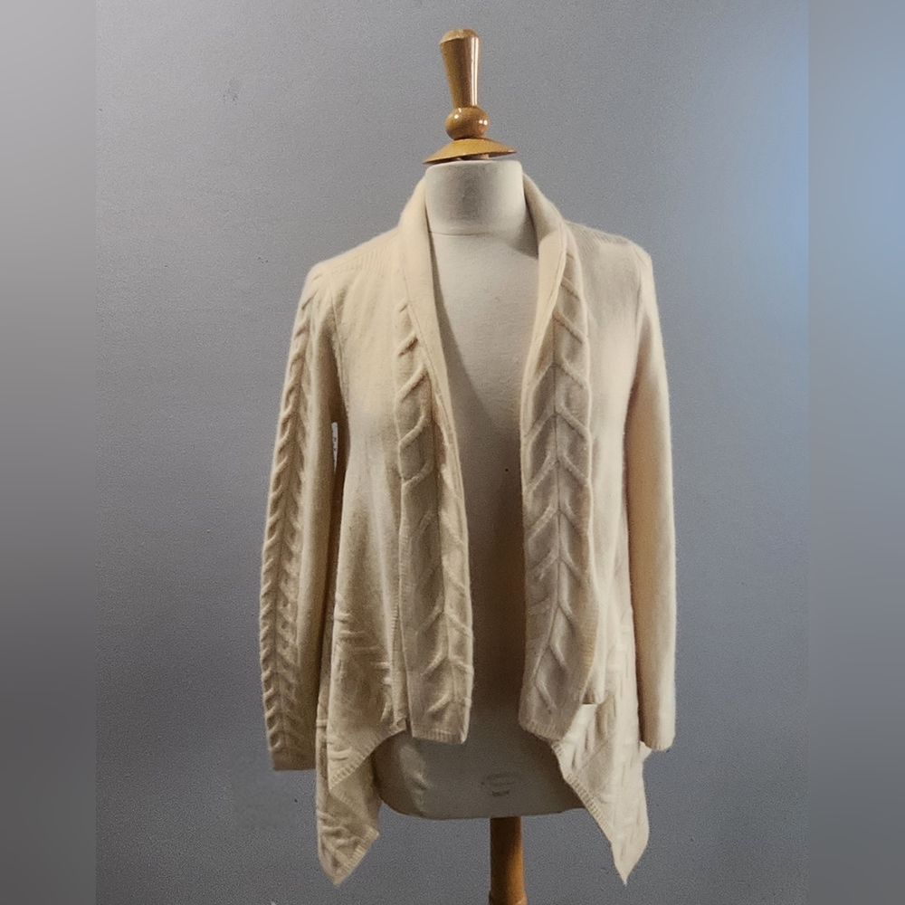 Saks Fifth Avenue 100% Cashmere Open Front Long Cardigan Size S